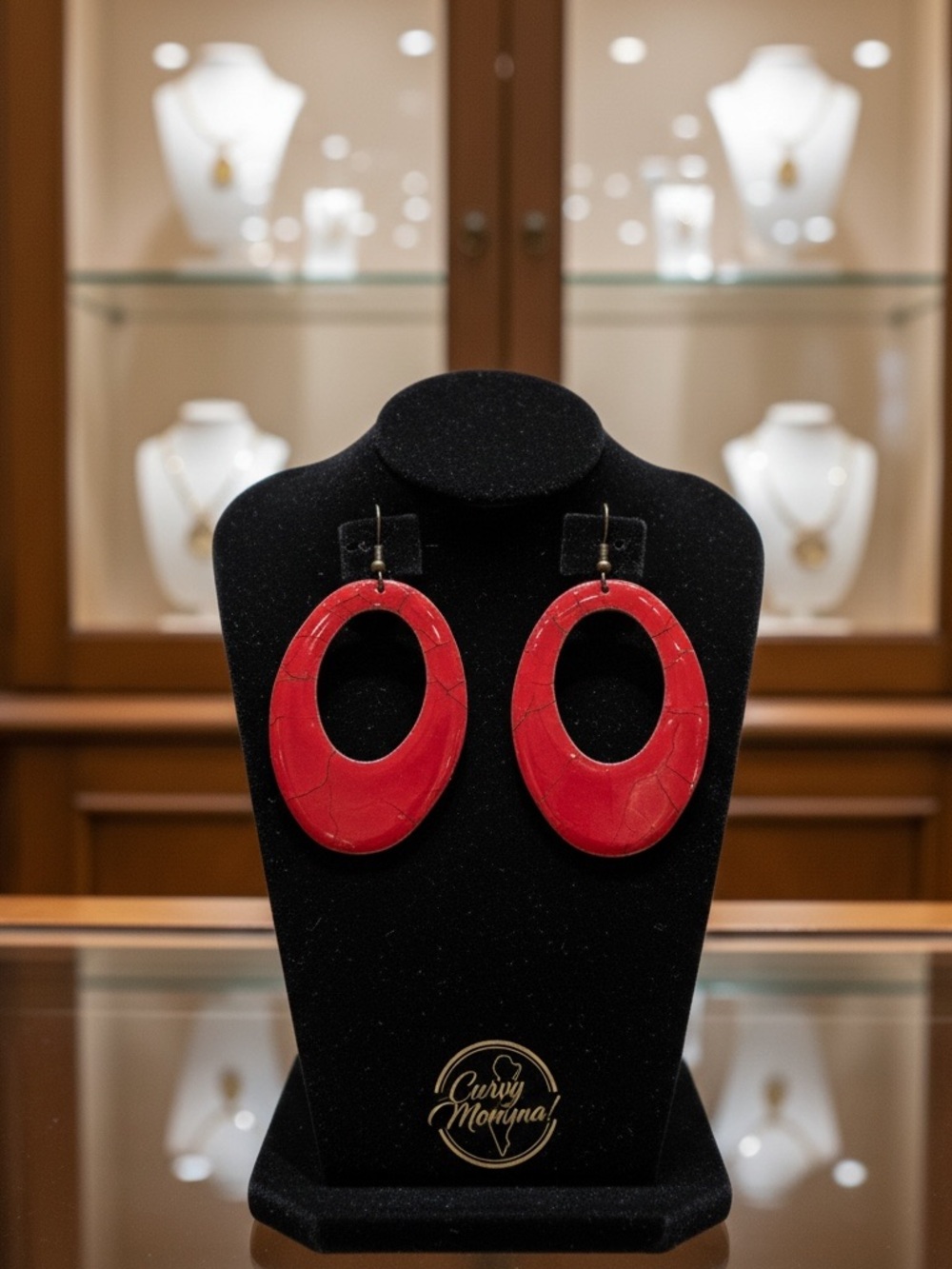 Vintage Red Open Oval Drop Earrings - beautiful
